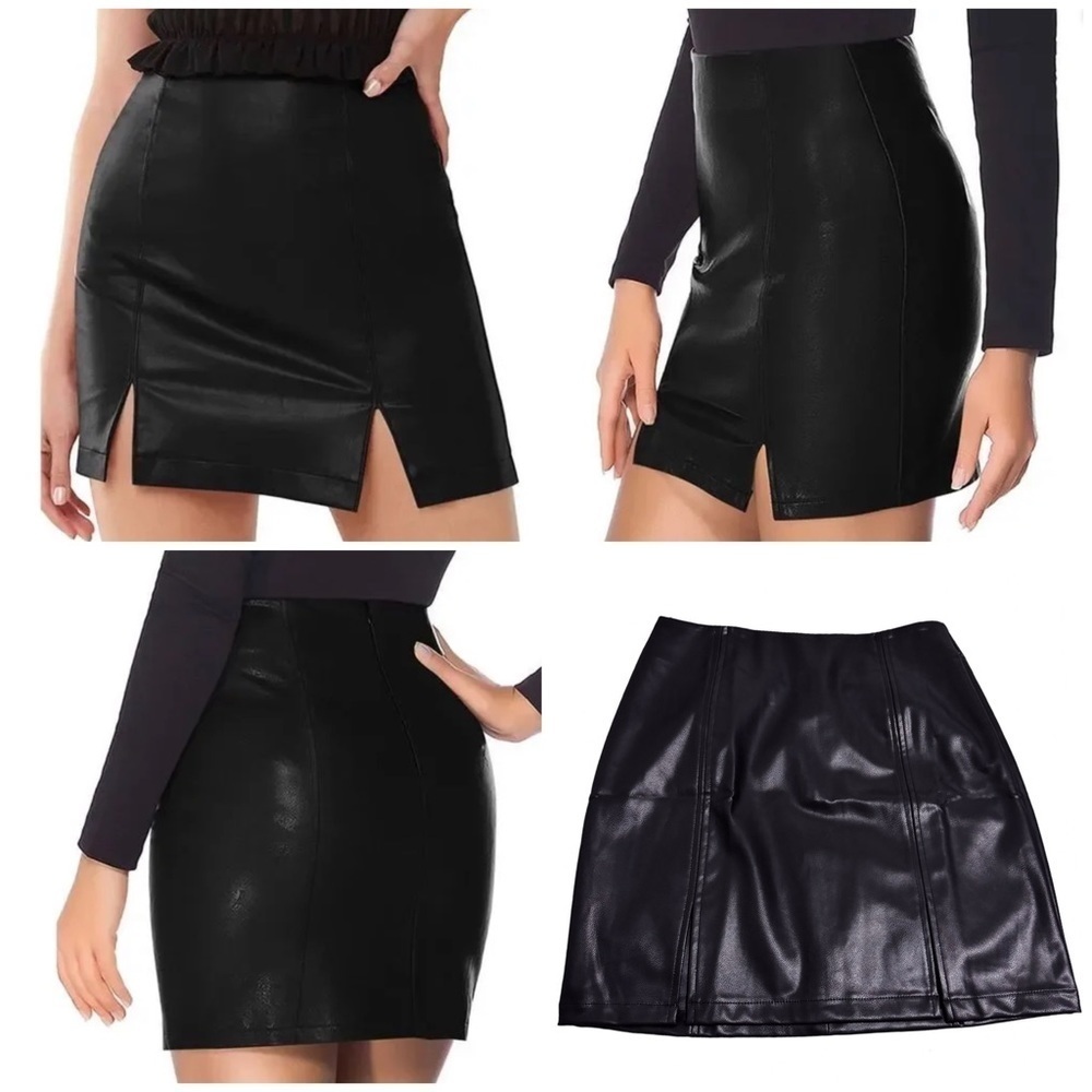 Mangopop High Waisted Vegan Leather Mini Skirt Size Small